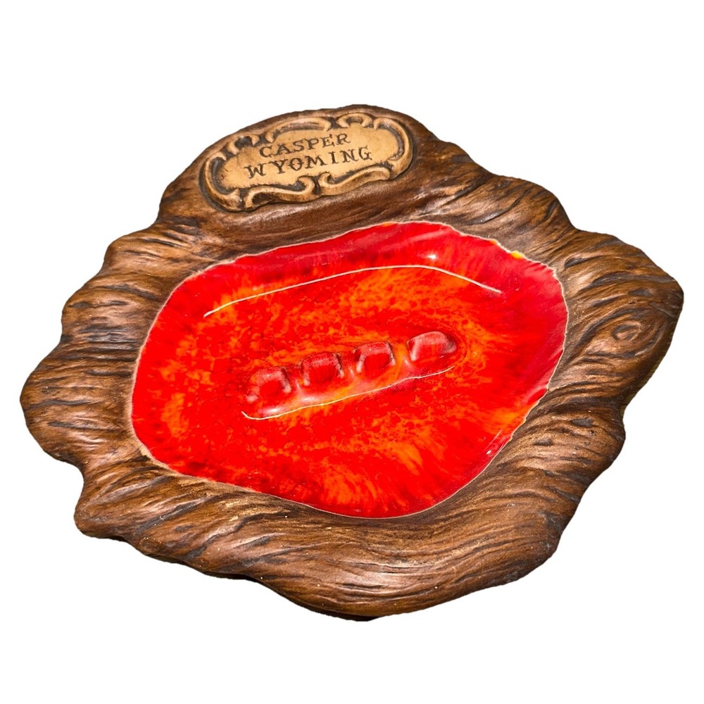 Vintage Red Tiki Ashtray Treasure Craft 1970's Made in USA‎ Casper Wyoming Chip